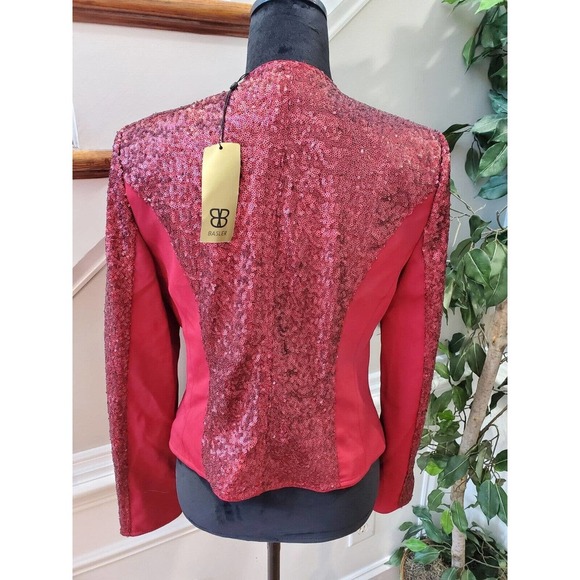 Basler Women's Red Sequin Long Sleeve Casual Full Zip Front Jacket Size 38 M - Picture 6 of 13
